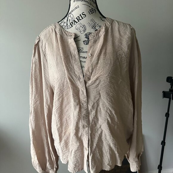 A New Day Beige Button-Up Blouse - Size L - Picture 1 of 3